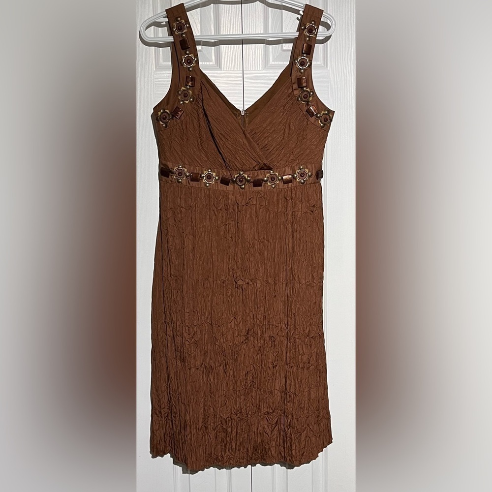 Brown/bronze Vintage pleated dress by Spense